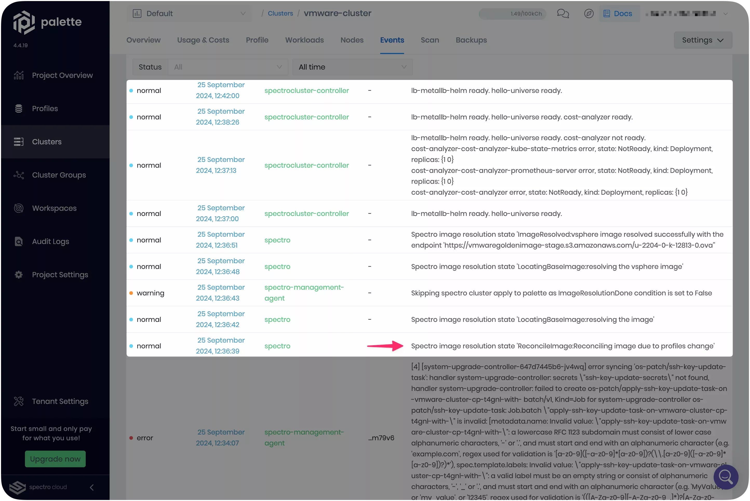 Image that shows the cluster profile reconciliation behavior